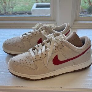 Nike Cream and Red Low-Top Sneakers